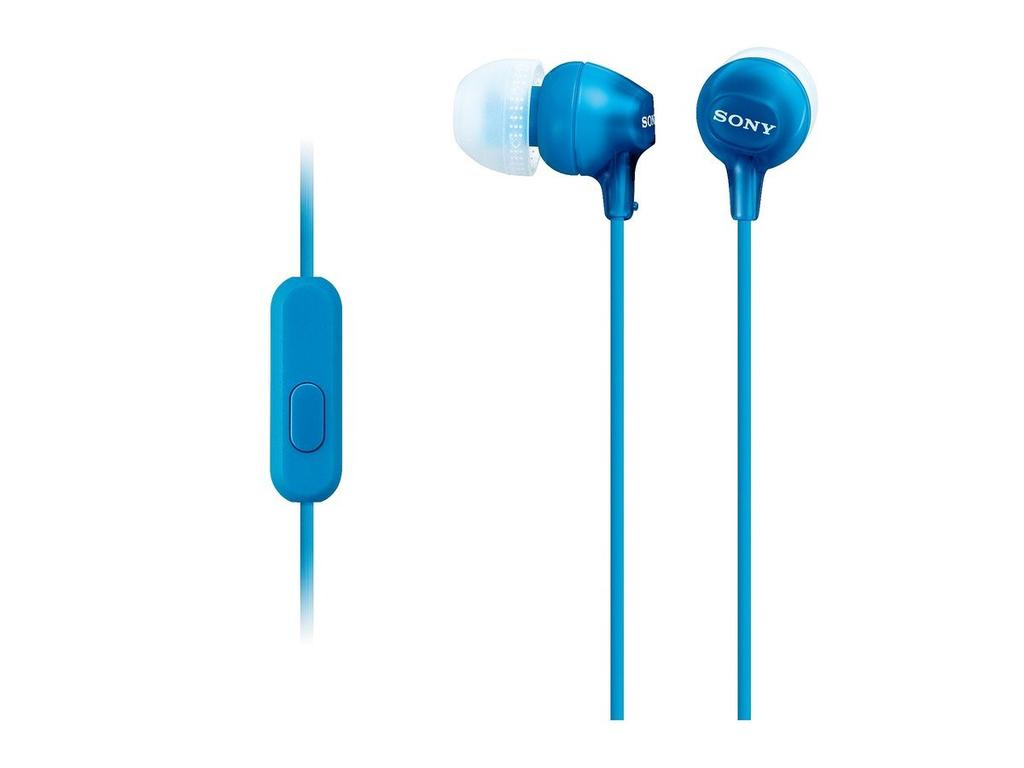 Sony Earphones MDR-EX15AP: Canal Type with Remote Control and Microphone Blue MDR-EX15AP LI