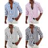Мужская рубашка на весну и осень с отложным воротником в тон, полосатый принт с длинными рукавами, однобортный свободный кардиган, деловой топ
