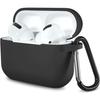 AirPods Case - Phonillico - Black Silicone Case - Shockproof Protection - Dust Plug - Carabiner