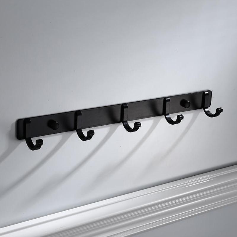 50CM Matte Black Double Towel Bars Bathroom Towel Hanger Space Aluminum Bathroom Accessories Towel Rack Towel Ring Toilet Brush