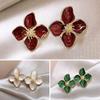 1 пара сережек-гвоздиков в форме клевера удачи, тонкая работа, легкие роскошные серьги, ювелирный подарок