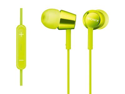Sony Наушники MDR-EX150IP: Канального типа с пультом дистанционного управления и микрофоном для iPhone/iPod/iPad Зеленый MDR-EX150IP G