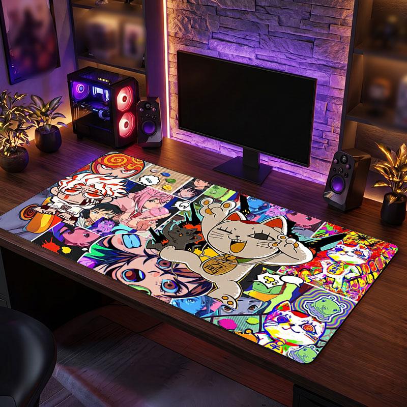 Big Mouse PadDandadan Extended Soft Desk Mat Gaming Office Computer Table Decor Mat
