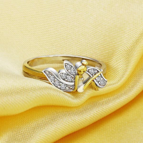 Crystal Cute Women Ring Flower Fairy Nymph Princess Angel Finger Ring Jewelry Gift For Girl Crystal Ring