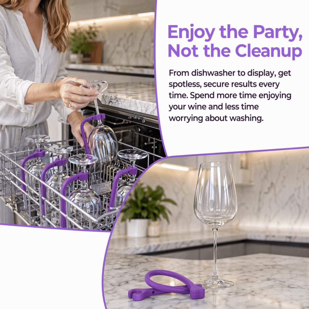 4PCS Heat Resistant Wine Glass Holder Silicone Wine Glass Hanger Stemware Holder Dishwasher Rack