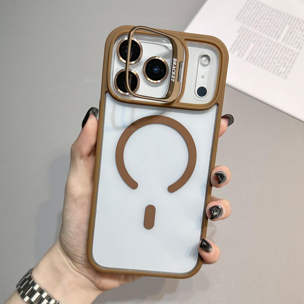 Ring Lens Stand Holder For Magsafe Case For iPhone 16 Pro Max 17 Air 15 14 Plus 13 12 11 Clear Magnetic Change Back Cover