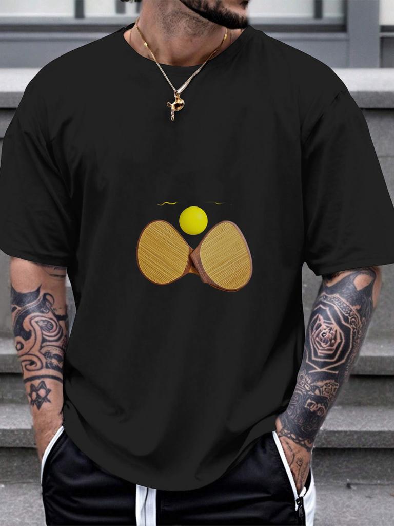 1pc pickleball graphic wooden paddle T-shirt