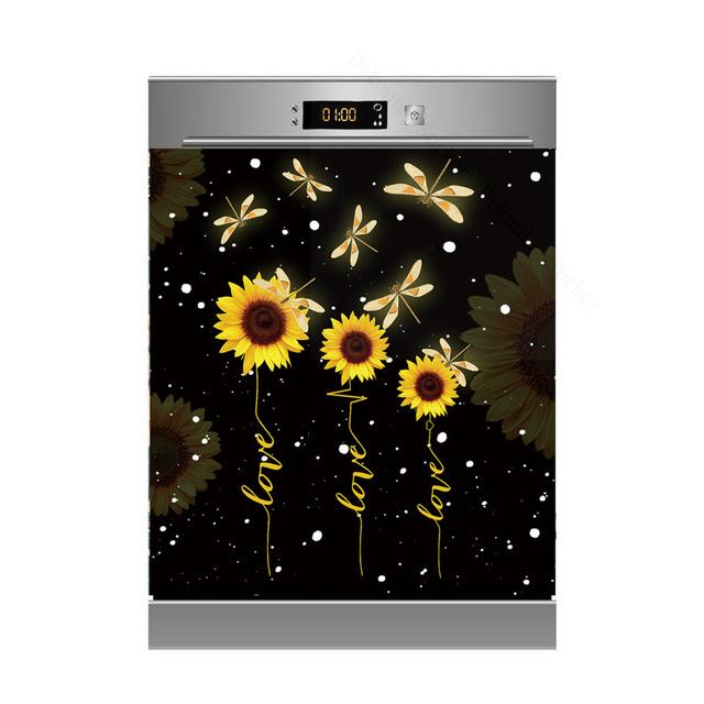 Black Background Modern Self Adhesive Dishwasher Sticker Fridge Sticker Wall Stickers Door Cover Kitchen Accessories Wall Mural
