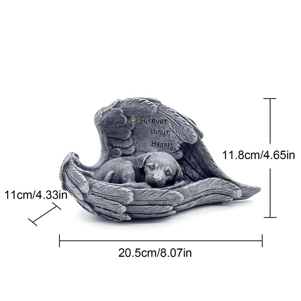 Pet Memorial Garden Statue with Solar Light Commemorative Pet Resin Ornaments Pet Memorial Resin Statue for Home & Garden Decor