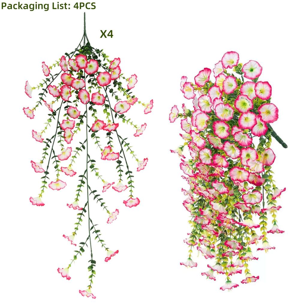 4PCS Hanging Artificial flowers -Eucalyptus Leaves Floral - Fake flowers Indoor/Outdoor Decor Garden -  Durable Plastic Florals