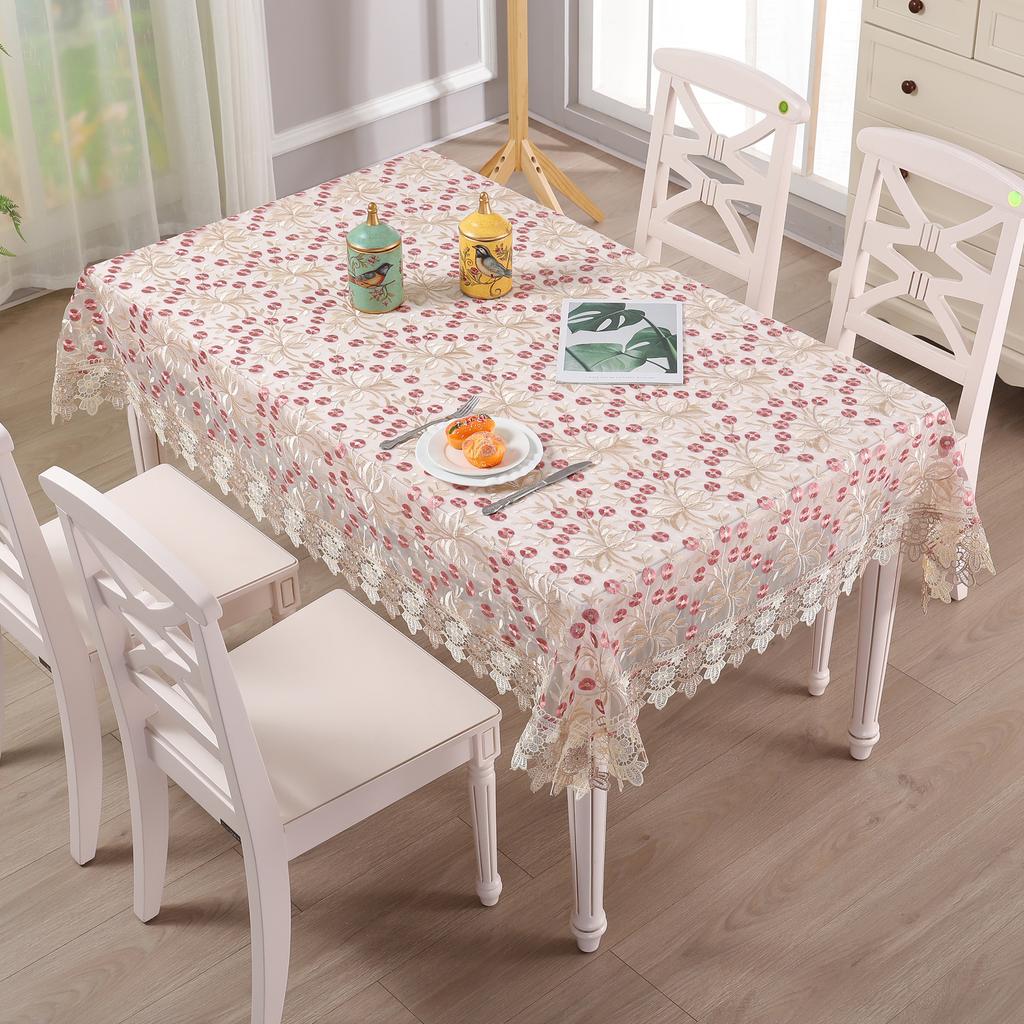 Lace Tablecloth Double-Layer Mesh Embroidery Hollow Table Cloth Coffee Table Cover Towel Small Fresh Tablecloth