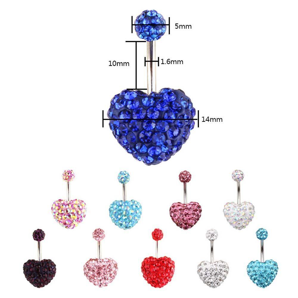 Heart-shaped Crystal Stainless Steel Umbilical Ring Navel Piercing Body Piercing Belly Button Rings