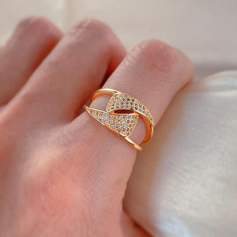 Обручальные кольца цвета розового золота Kinel с цирконием для женщин