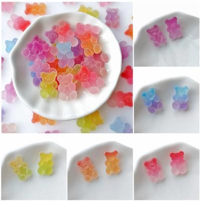 Твердая текстура Постепенный цвет DIY Аксессуары для украшений Медведь 10 шт. Мультяшные Декоративные Без отверстия Смоляная нашивка Имитация Мягкие Милые Бусины Чехол для телефона