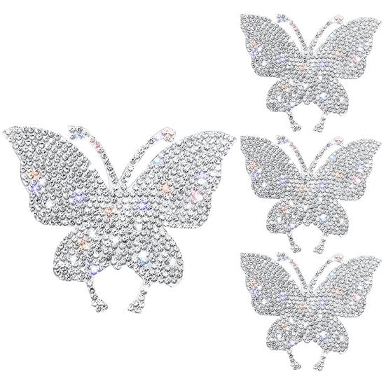 4Pcs Butterfly Car Stickers Sparkling Rhinestone Self-adhesive Easy To Apply Car Stickers for Unique Car Interior Decoration