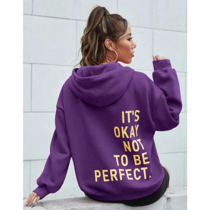 Womens Oversized Hooded Sweatshirt With Letter Print Loose Fit Long Sleeve Casual Streetwear Top