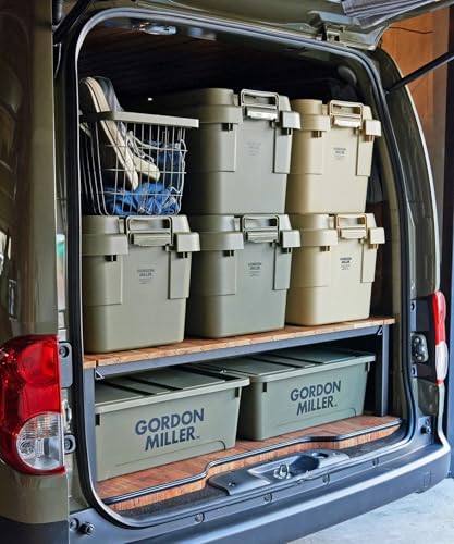 GORDON MILLER Stackable Trunk Cargo, 40L, Low-Profile Storage Box with Lid, Large Capacity, Stackable, Coyote Beige, 01680033