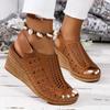 Fashion 2024 New Summer Women's Sandals Fashionable Open Toe Solid Color Large Size Roman Shoes One-line Buckle Women's High Heels