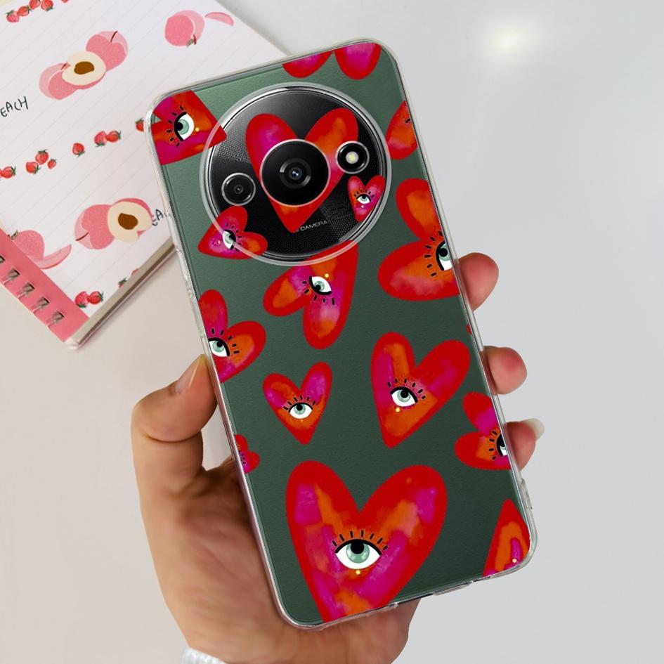 For Funda Xiaomi Redmi A3 Case 2024 Fashion Flower Transparent Silicone Soft TPU Phone Case For Xiomi Redmi A3 RedmiA3 4G Covers