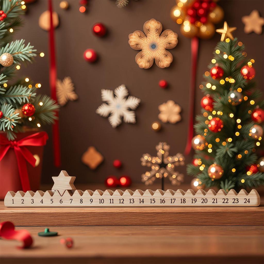 Деревянный Рождественский Календарь Обратного Отсчета со Звездами Искусственное Дерево Адвент-Календарь для Дома Семьи Рождественский Подарок Рождественский Декор