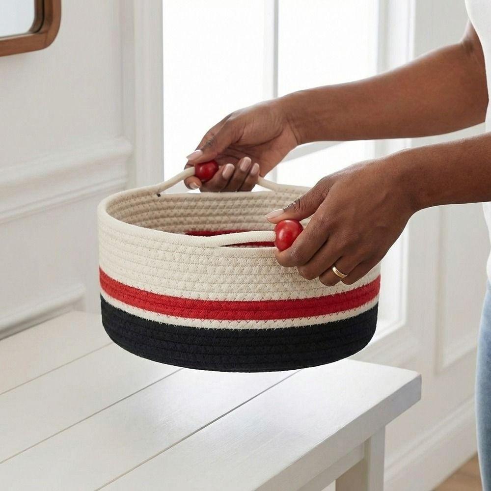 Decorative Cotton Rope Storage Box Large Capacity Desktop Organizer Makeup Storage Basket Keys