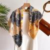90x90cm Vintage Floral Print Square Scarf For Women Small Shawl Imitation Silk Female Square Head Scarves