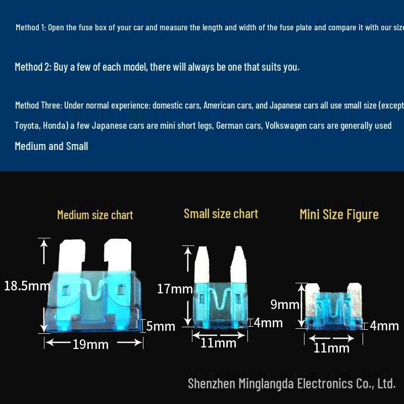 High-Quality Car Blade Fuses, Zinc Alloy, 2A-40A (Medium, Small, Mini)