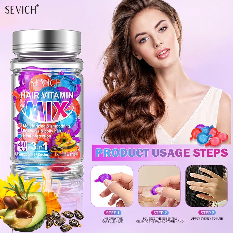 40 шт. Микс витаминов для волос, капсулы для лечения волос, масло для восстановления поврежденных волос, сыворотка для ухода за волосами, питательное кератиновое комплексное масло
