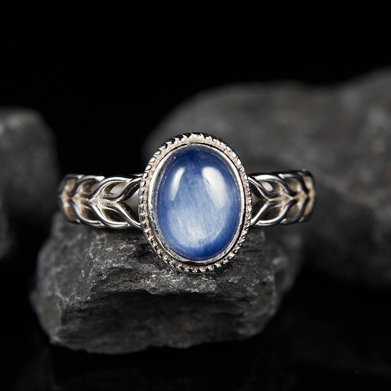 Серебряное кольцо 925 пробы с натуральным кианитом, модное, женское, открытое