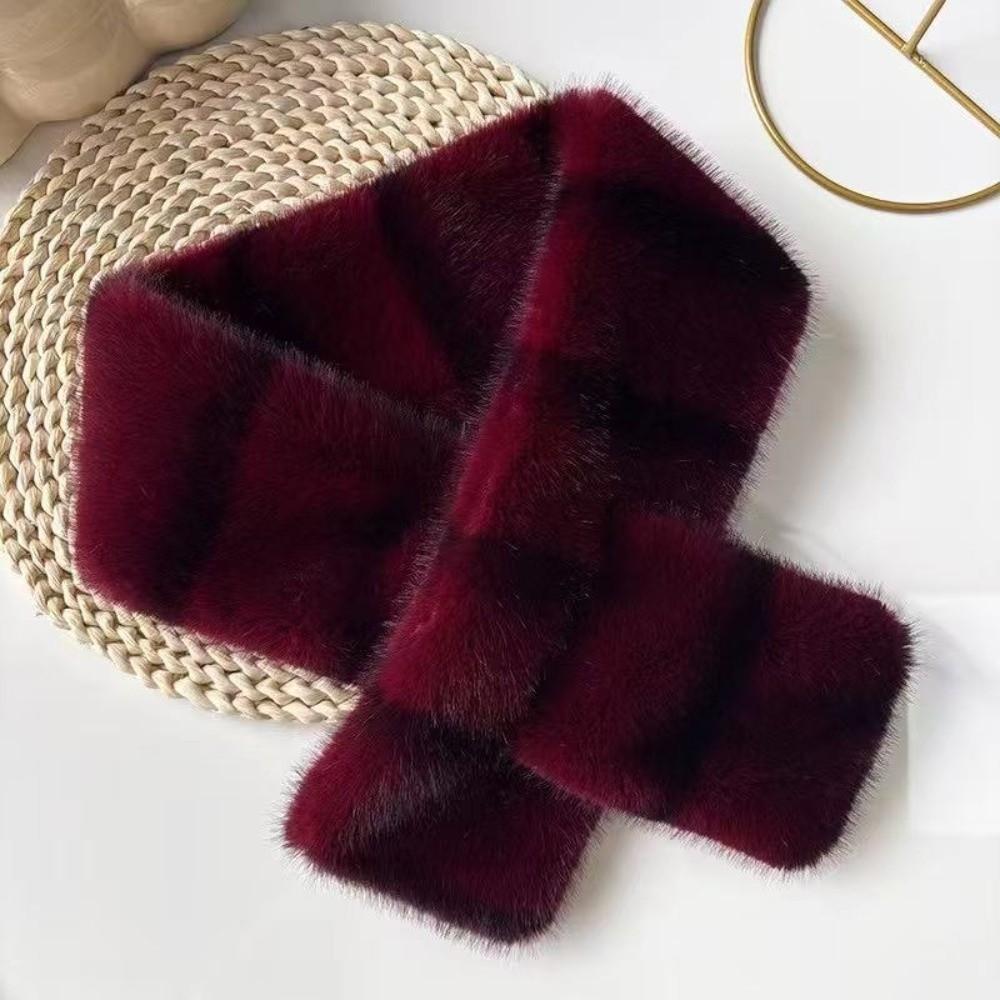 Faux Mink Fur Faux Mink Fur Scarf Striped Winter Neck Warmer Elegant Neck Scarf
