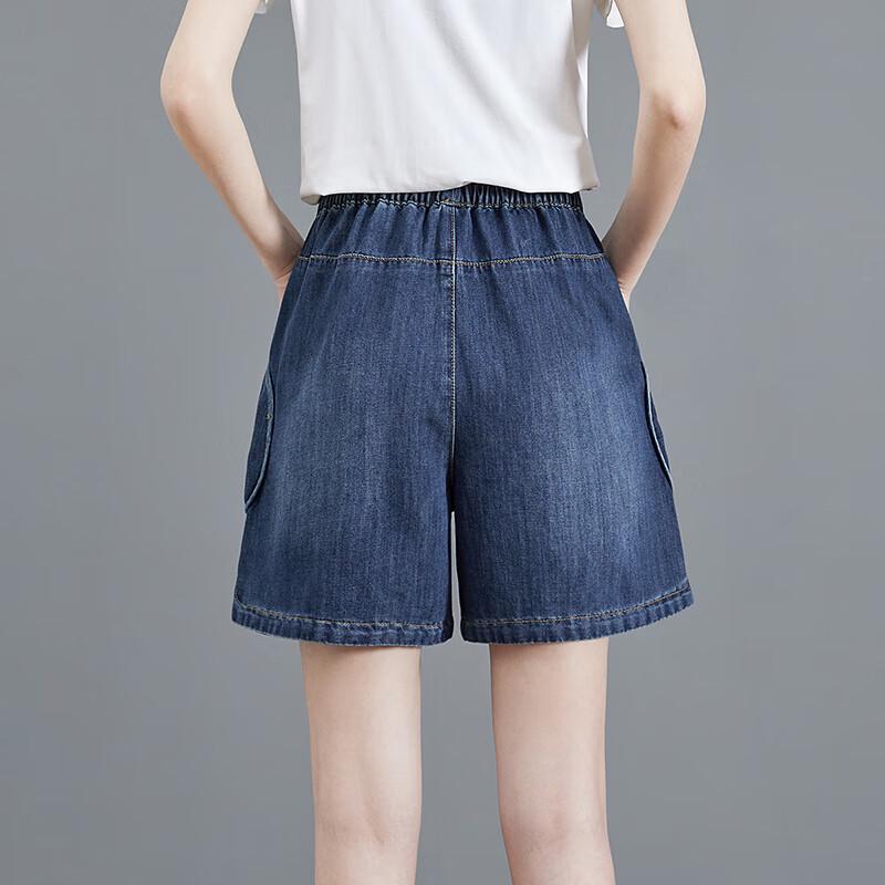 Women's Loose-Fit High-Waist Washed Denim Shorts with Big Pockets