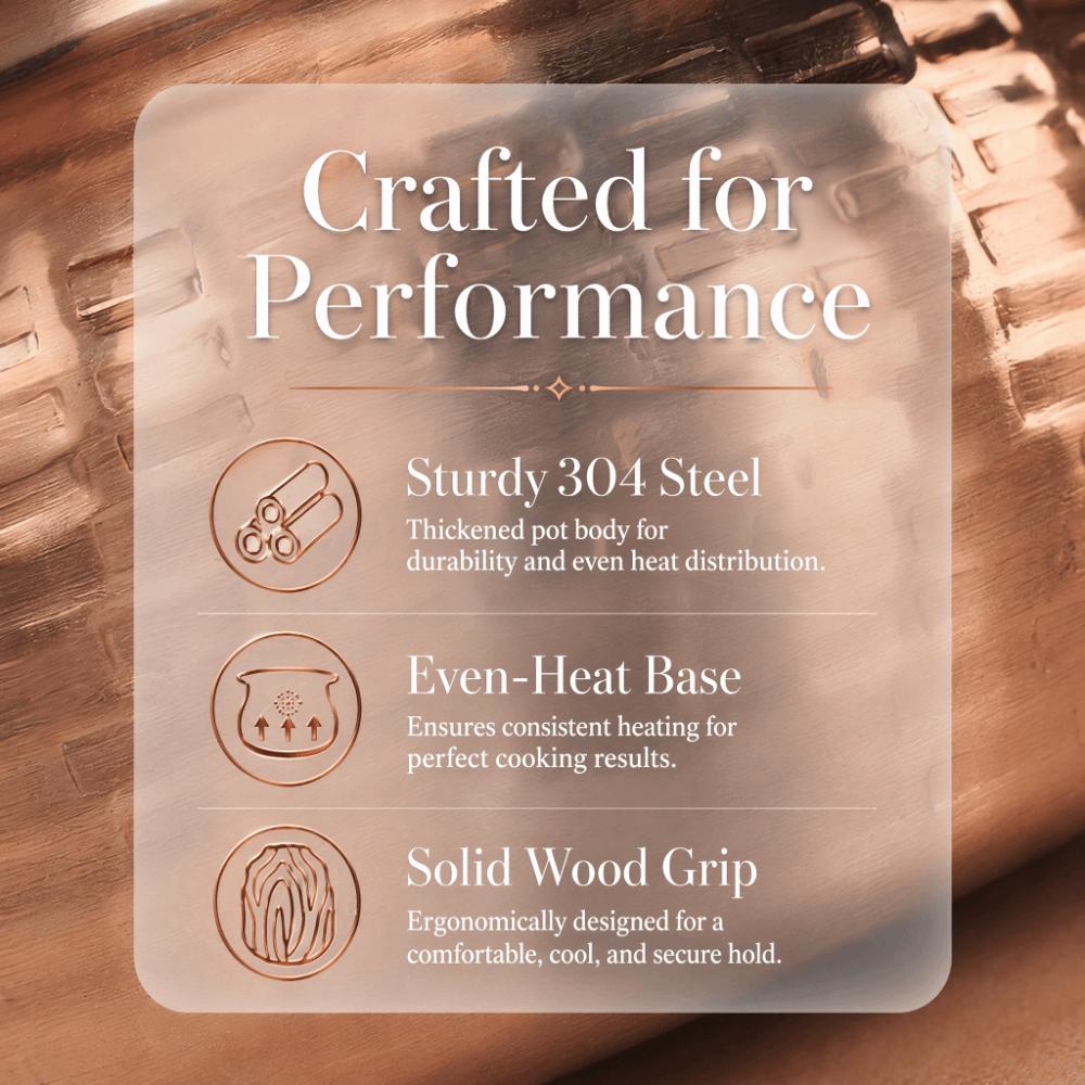 Rose Gold Wooden Color Butter Warmer Pot Stainless Steel Sauce Pan Milk Coffee Pouring Oil