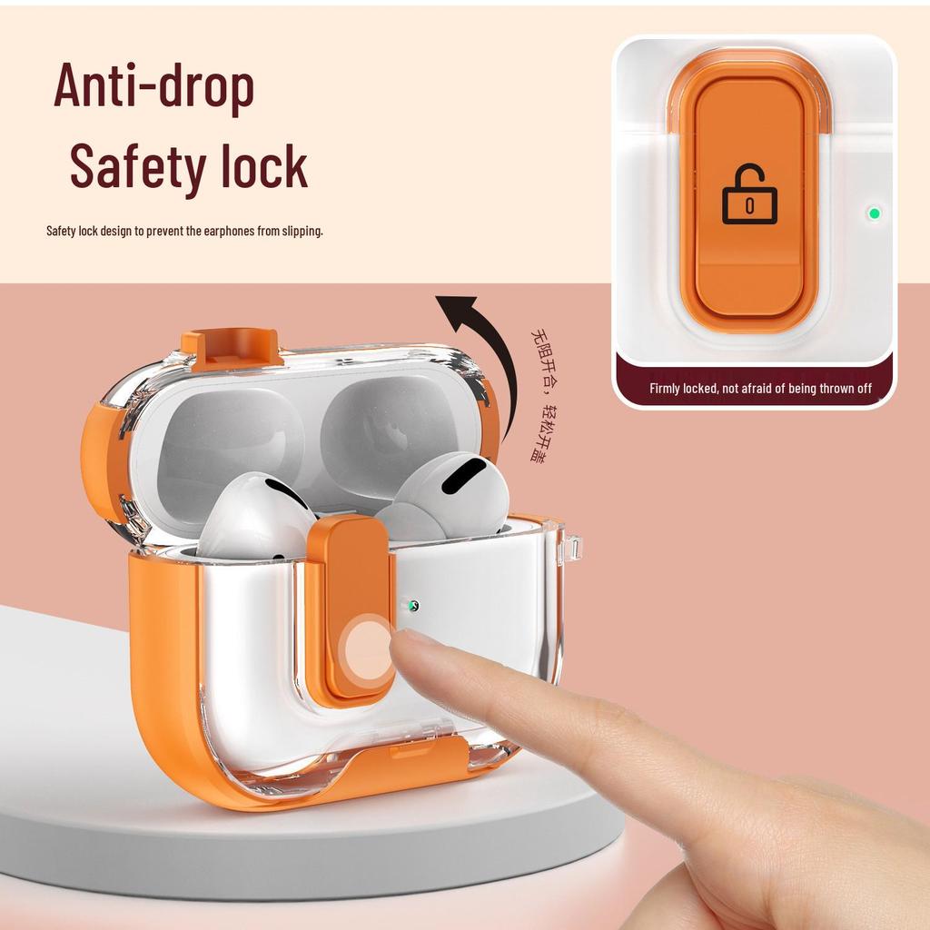 Прозрачный защитный чехол с цветными блоками и подставкой для AirPods Pro 2-го поколения