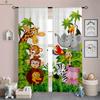 Forest Animal Cartoon Printed Curtains Polyester Fiber Curtains Children's Room Living Room Study Dormitory Decorative Curtains