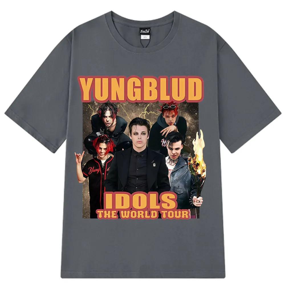 Рэпер Yungblud IDOLS Мировой тур 90-х Винтажная графическая футболка Унисекс Хип-Хоп Короткий рукав Повседневная Хлопок Женская и Мужская Футболка