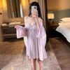 Summer new ice silk pajamas women's sexy lace suspender nightdress with chest pad pure desire nightgown loungewear