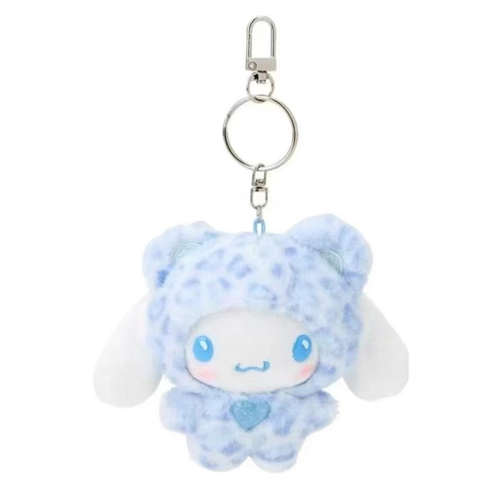 Cartoon Sanrio Hello Kitty Keychain Hanging Leopard Bear Series Pendant Cat Plush Doll Pendant Keychain Bag Decorative Gift