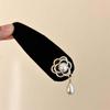 Korean Black Velvet Camellia Flower Headbands for Women Girls Elegant BB Clip Pearl Hairband Headwear Hair Accessories