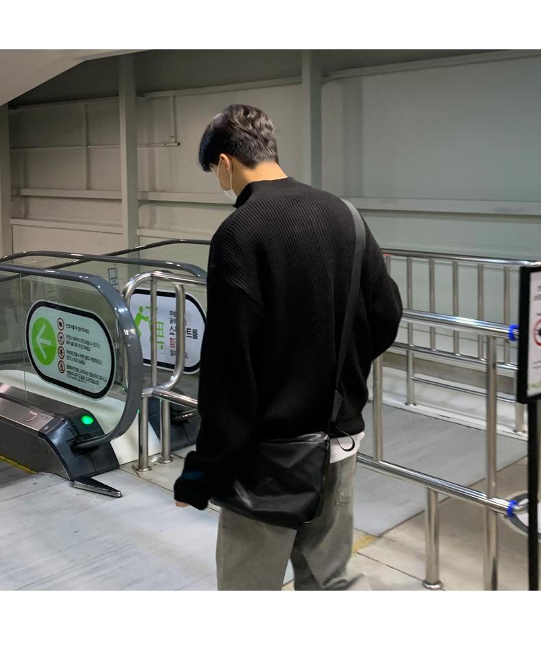 Мужской кардиган в корейском стиле с застежкой-молнией на половину длины: Осенний тренд: красивый и универсальный вязаный свитер с воротником-стойкой.