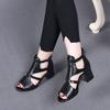 Большие женские сандалии Fish Mouth Hollow One-line Wedge Heels в римском стиле Женские повседневные сандалии