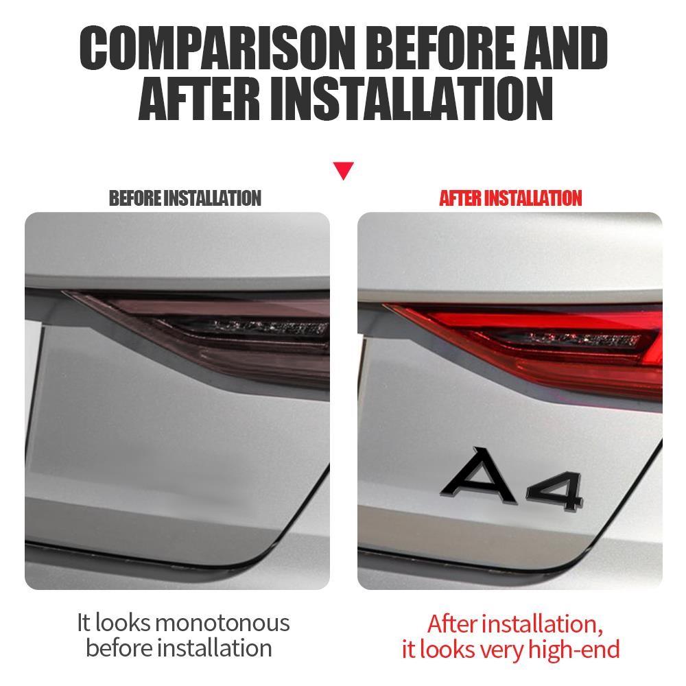 3D ABS Letters Emblem for Audi A3 A4 A5 A6 A7 A8 Q2 Q3 Q5 Q7 A4L A6L A8L Car Rear Trunk Badge Tail Logo Decoration Sticker Decal