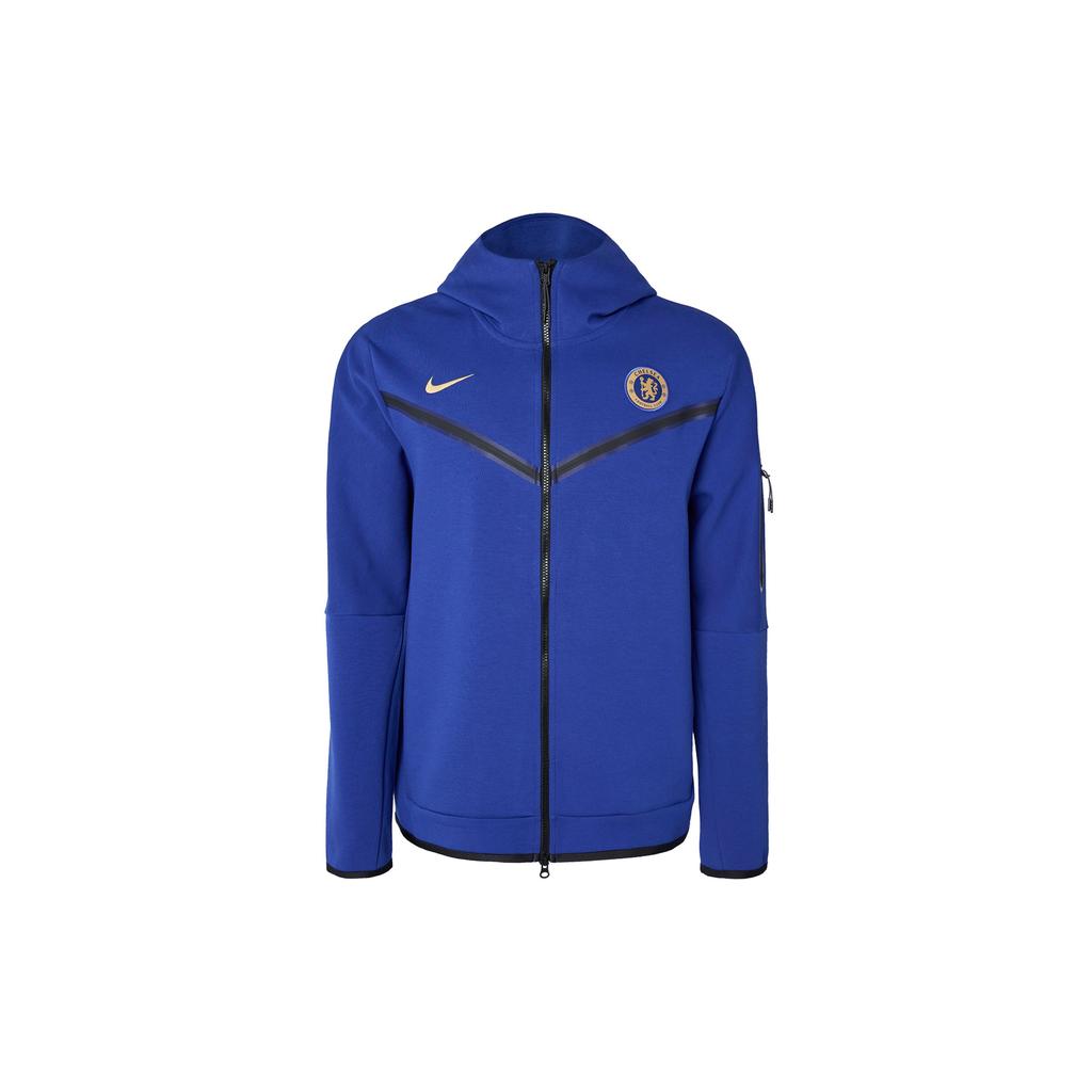 Nike Спортивная флисовая толстовка Chelsea FC 2023-2024 Windrunner с капюшоном на молнии Rush Blue/Club Gold для мужчин в уличном стиле DV4822-495