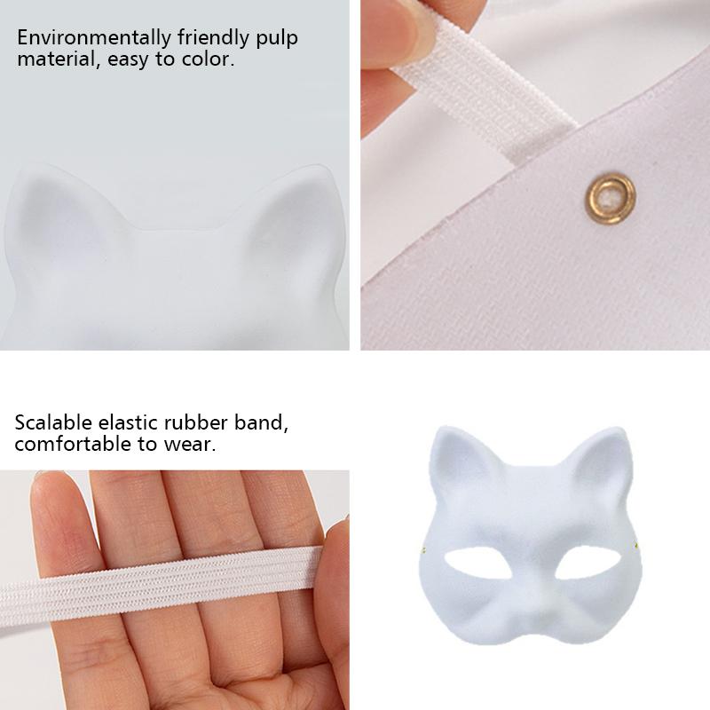 17 шт. Нарисованные от руки DIY Рождественские подарки Животное Кошка Лиса Маска DIY Граффити Маска на пол-лица Вечеринка Доступно несколько вариантов
