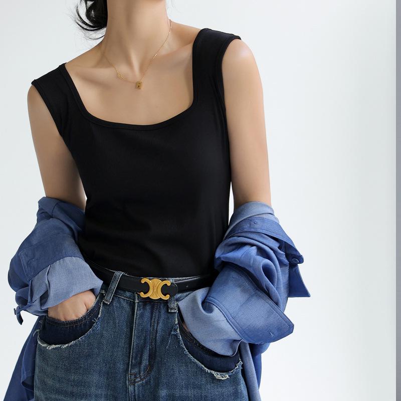 Женская летняя майка без рукавов с квадратным вырезом - Свободная, универсальная и легкая майка