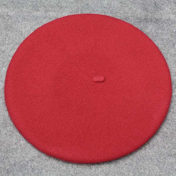 Зимняя теплая искусственная шерстяная шапка-берет для женщин и девочек, французская шапка-бини, красная, черная, фиолетовая, бежевая, оранжевая, кавайная, плоская, теплая