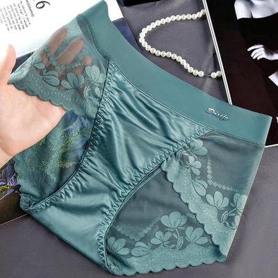 Трусики-стринги из высококачественного атласного кружева с высокой талией, поддерживающие живот, с приподнимающим бедра хлопковым швом и сексуальной сеткой, размер плюс