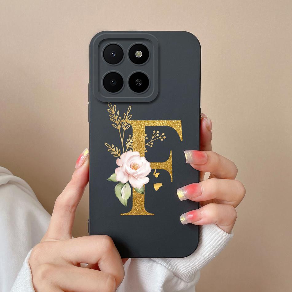 Для Honor X5B Plus X5 Чехол Простая Буква Имени Мягкий Гладкий Жидкий Силикон Ударопрочная Задняя Крышка Телефона Для Honor X 5 X5bPlus Capa