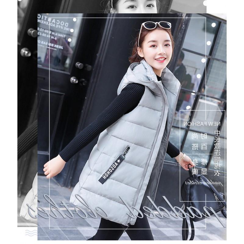 Womens Warm Puffer Vest Mid-Length Sleeveless Coat Casual Office Chic Winter Outerwear