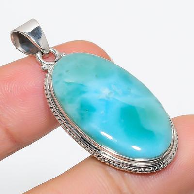 Подвеска из стерлингового серебра 925 пробы с драгоценным камнем Natural Republic Larimar, 1,75 дюйма, w2C21