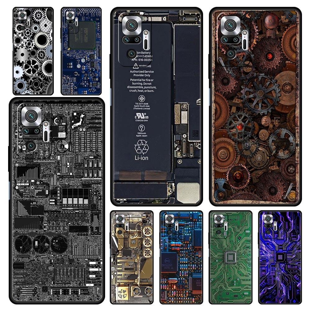 Inside Motherboard Circuit Board Phone Case For Xiaomi Redmi Note 12 11 10 Pro Plus 9S 9 8 7 9T 8T 9C 9A 5G K40 Gaming Cover